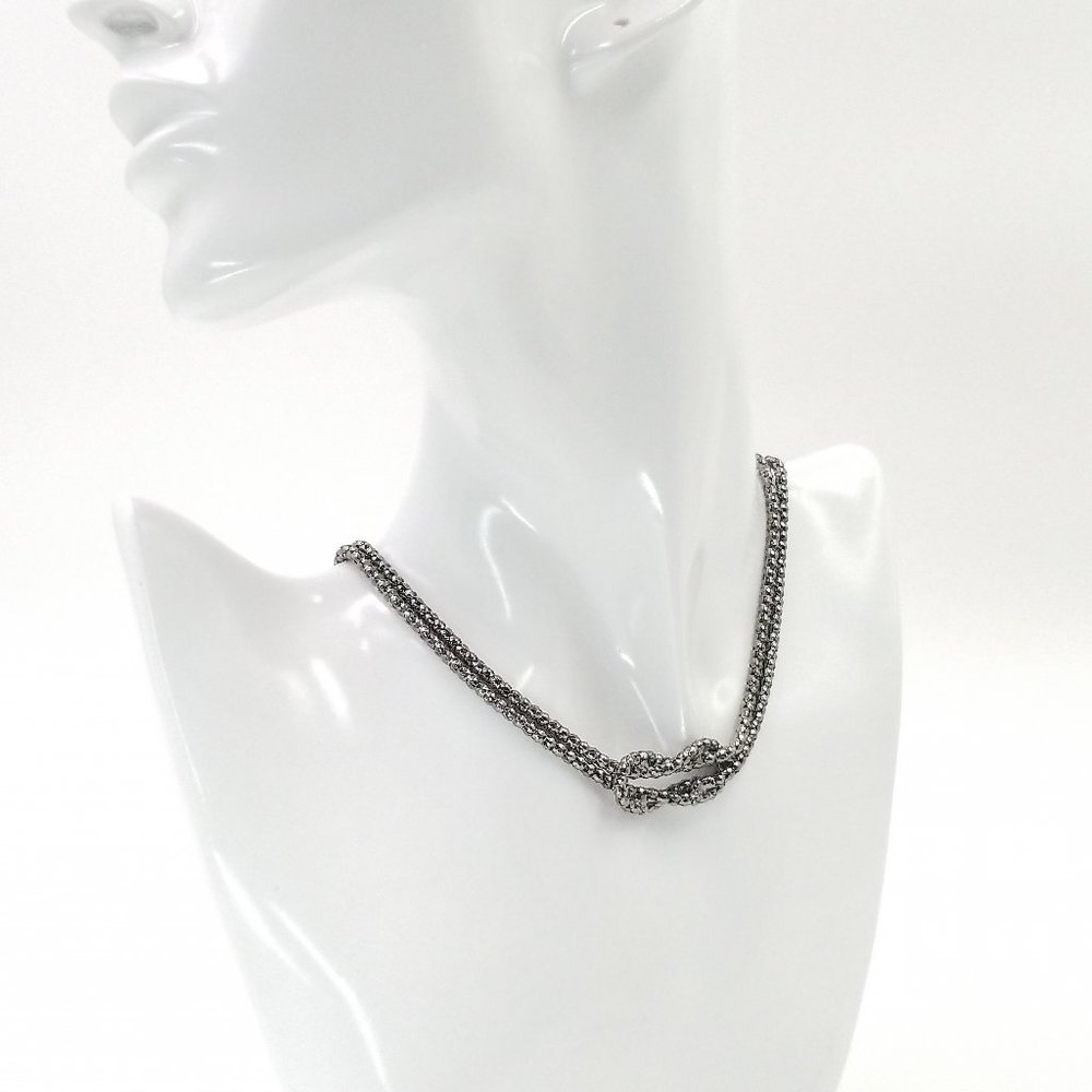 Hematite Beaded Infinity Knot Necklace